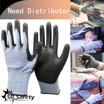 SRSAFETY 13 gauge Knitted PU Palm Cut Resistant Gloves / gants de travail importateurs aux Etats-Unis